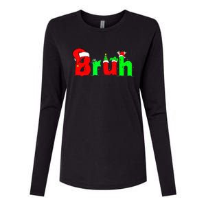 Bruh Funny Saying Bro Ns Christmas Pajamas Xmas Womens Cotton Relaxed Long Sleeve T-Shirt