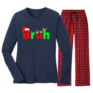 Bruh Funny Saying Bro Ns Christmas Pajamas Xmas Women's Long Sleeve Flannel Pajama Set 