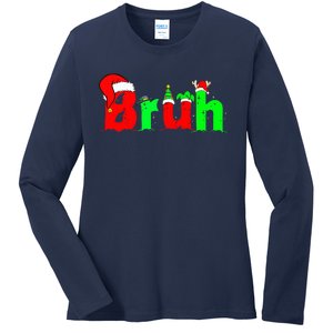 Bruh Funny Saying Bro Ns Christmas Pajamas Xmas Ladies Long Sleeve Shirt