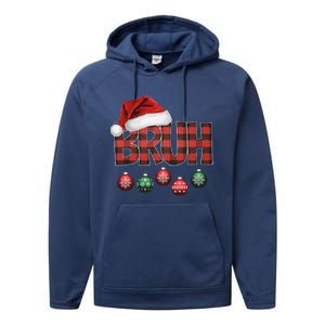 Bruh Funny Saying Bro Christmas Pajamas Xmas Performance Fleece Hoodie