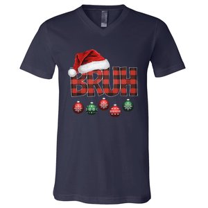 Bruh Funny Saying Bro Christmas Pajamas Xmas V-Neck T-Shirt