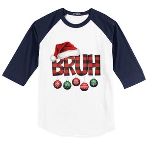 Bruh Funny Saying Bro Christmas Pajamas Xmas Baseball Sleeve Shirt