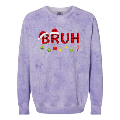 Bruh Funny Saying Bro Teens Christmas Pajamas Xmas Colorblast Crewneck Sweatshirt