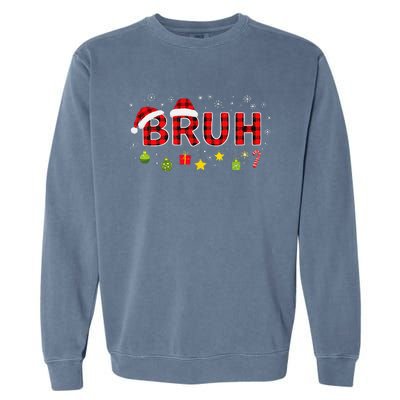 Bruh Funny Saying Bro Teens Christmas Pajamas Xmas Garment-Dyed Sweatshirt