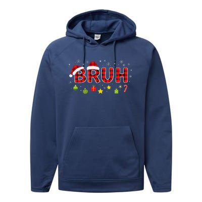 Bruh Funny Saying Bro Teens Christmas Pajamas Xmas Performance Fleece Hoodie