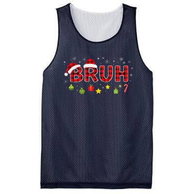 Bruh Funny Saying Bro Teens Christmas Pajamas Xmas Mesh Reversible Basketball Jersey Tank