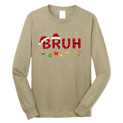 Bruh Funny Saying Bro Teens Christmas Pajamas Xmas Long Sleeve Shirt