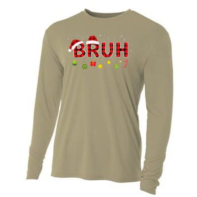 Bruh Funny Saying Bro Teens Christmas Pajamas Xmas Cooling Performance Long Sleeve Crew