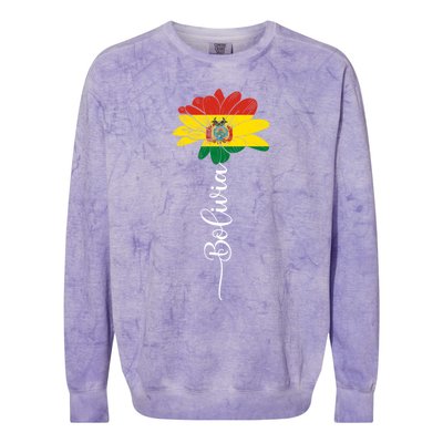 Bolivia Flag Sunflower Vintage Bolivians Lover Taiwan Funny Gift Colorblast Crewneck Sweatshirt