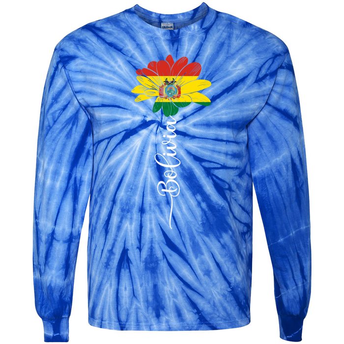 Bolivia Flag Sunflower Vintage Bolivians Lover Taiwan Funny Gift Tie-Dye Long Sleeve Shirt