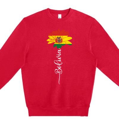 Bolivia Flag Sunflower Vintage Bolivians Lover Taiwan Funny Gift Premium Crewneck Sweatshirt