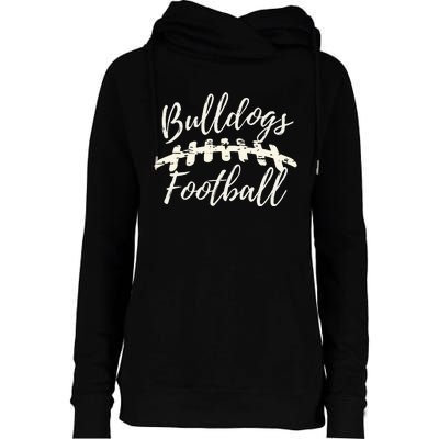 Bulldogs Football School Spirit Team Mascot Game Day Night Womens Funnel Neck Pullover Hood