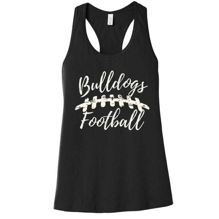 Bulldogs Football School Spirit Team Mascot Game Day Night Women's Racerback Tank