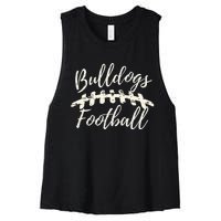 Bulldogs Football School Spirit Team Mascot Game Day Night Women's Racerback Cropped Tank