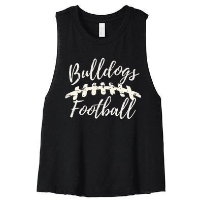 Bulldogs Football School Spirit Team Mascot Game Day Night Women's Racerback Cropped Tank