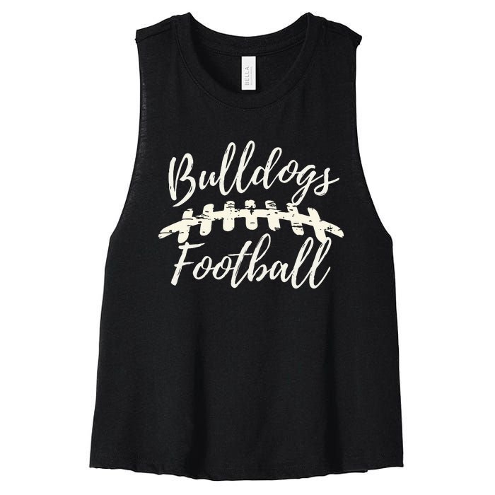 Bulldogs Football School Spirit Team Mascot Game Day Night Women's Racerback Cropped Tank