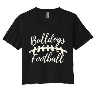 Bulldogs Football School Spirit Team Mascot Game Day Night Women's Crop Top Tee