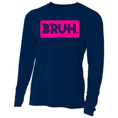 Bruh Funny Saying Meme Bro Slang Boy Girl Teens Pink Cooling Performance Long Sleeve Crew