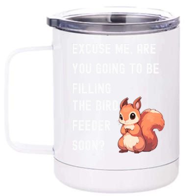 Bird Feeder Squirrel Winter 12 oz Stainless Steel Tumbler Cup