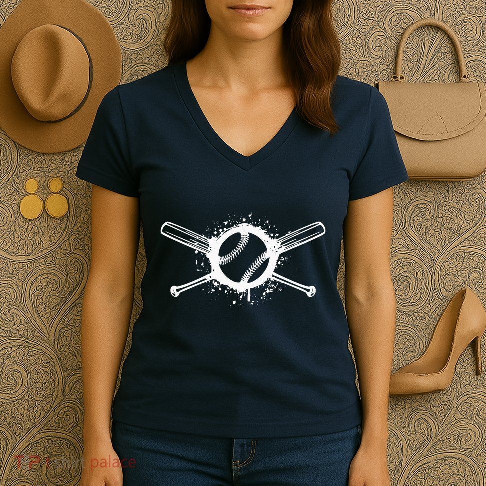 Baseball Funny Softball Sports Pitcher Base Women's V-Neck T-Shirt