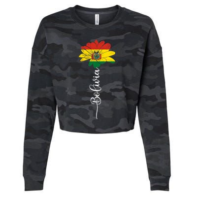 Bolivia Flag Sunflower Vintage Bolivians Lover Taiwan Funny Gift Cropped Pullover Crew