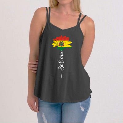 Bolivia Flag Sunflower Vintage Bolivians Lover Taiwan Funny Gift Women's Strappy Tank