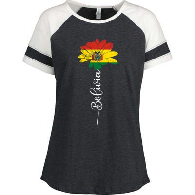 Bolivia Flag Sunflower Vintage Bolivians Lover Taiwan Funny Gift Enza Ladies Jersey Colorblock Tee