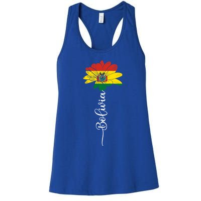 Bolivia Flag Sunflower Vintage Bolivians Lover Taiwan Funny Gift Women's Racerback Tank