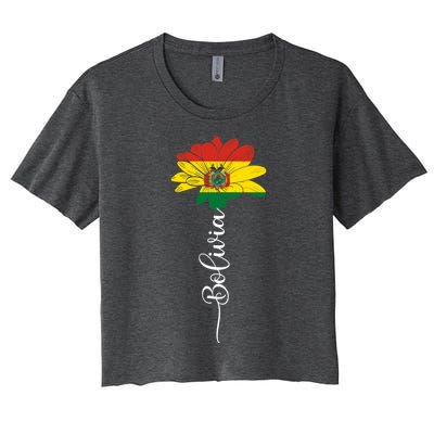 Bolivia Flag Sunflower Vintage Bolivians Lover Taiwan Funny Gift Women's Crop Top Tee