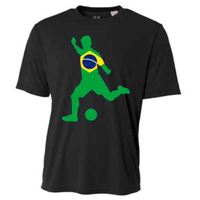 Brazil Flag Soccer Player Brasil Futbol Brazilian Football Cooling Performance Crew T-Shirt