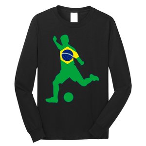 Brazil Flag Soccer Player Brasil Futbol Brazilian Football Long Sleeve Shirt