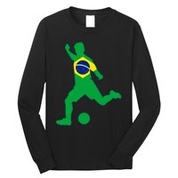 Brazil Flag Soccer Player Brasil Futbol Brazilian Football Long Sleeve Shirt