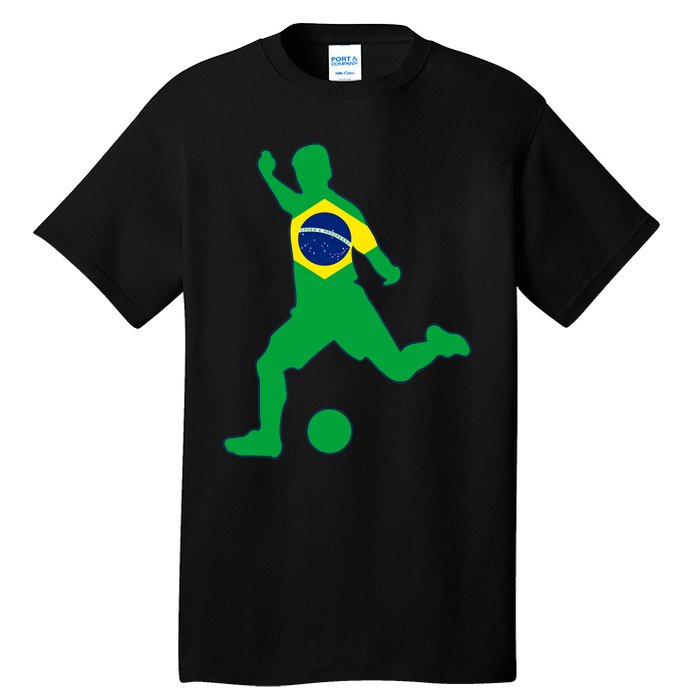 Brazil Flag Soccer Player Brasil Futbol Brazilian Football Tall T-Shirt