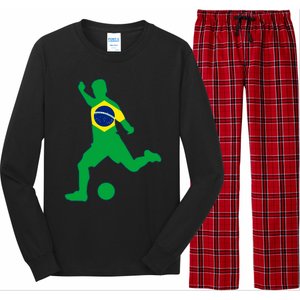 Brazil Flag Soccer Player Brasil Futbol Brazilian Football Long Sleeve Pajama Set