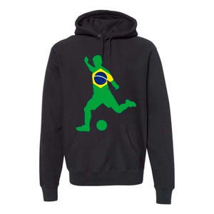 Brazil Flag Soccer Player Brasil Futbol Brazilian Football Premium Hoodie