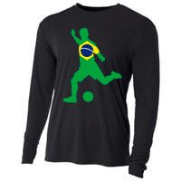 Brazil Flag Soccer Player Brasil Futbol Brazilian Football Cooling Performance Long Sleeve Crew