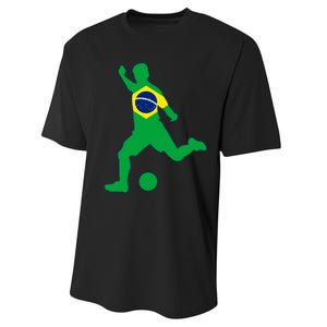 Brazil Flag Soccer Player Brasil Futbol Brazilian Football Performance Sprint T-Shirt