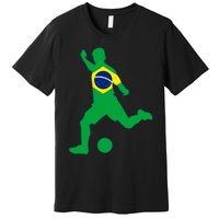 Brazil Flag Soccer Player Brasil Futbol Brazilian Football Premium T-Shirt