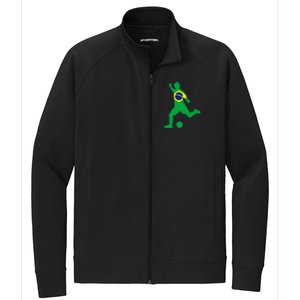 Brazil Flag Soccer Player Brasil Futbol Brazilian Football Stretch Full-Zip Cadet Jacket