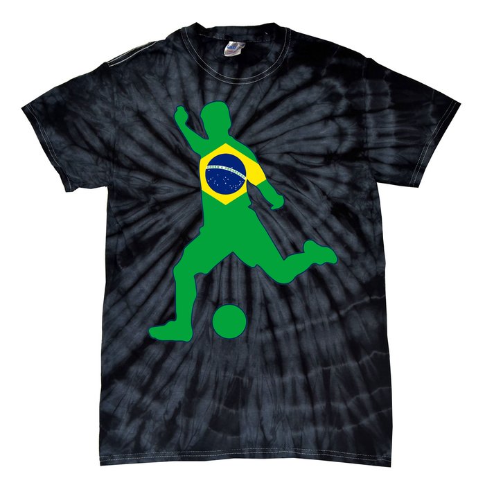 Brazil Flag Soccer Player Brasil Futbol Brazilian Football Tie-Dye T-Shirt