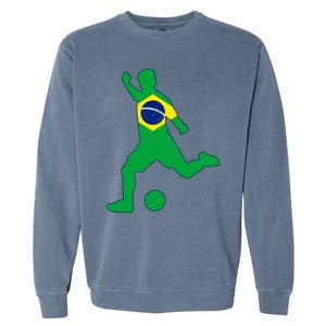 Brazil Flag Soccer Player Brasil Futbol Brazilian Football Garment-Dyed Sweatshirt