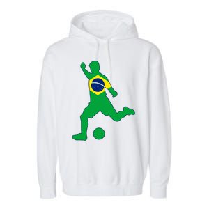 Brazil Flag Soccer Player Brasil Futbol Brazilian Football Garment-Dyed Fleece Hoodie