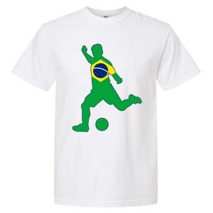 Brazil Flag Soccer Player Brasil Futbol Brazilian Football Garment-Dyed Heavyweight T-Shirt