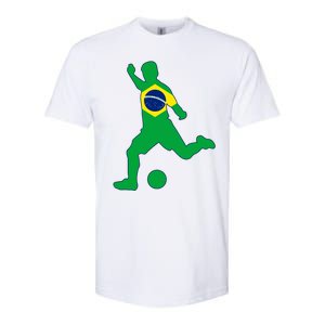 Brazil Flag Soccer Player Brasil Futbol Brazilian Football Softstyle CVC T-Shirt