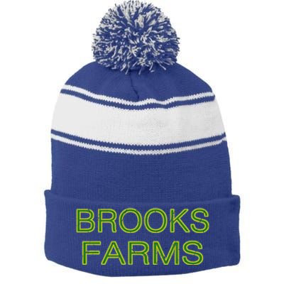 Brooks Farms Squad Family Reunion Last Name Team Gift Stripe Pom Pom Beanie