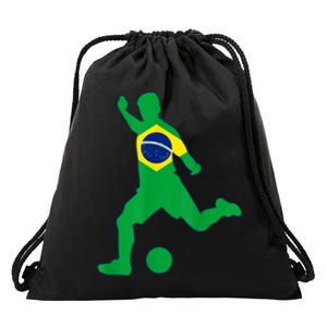 Brazil Flag Soccer Player Brasil Futbol Brazilian Football Drawstring Bag