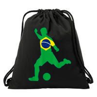 Brazil Flag Soccer Player Brasil Futbol Brazilian Football Drawstring Bag