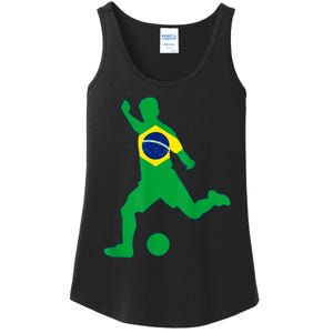 Brazil Flag Soccer Player Brasil Futbol Brazilian Football Ladies Essential Tank