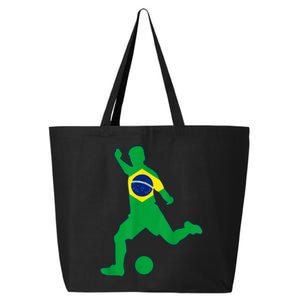 Brazil Flag Soccer Player Brasil Futbol Brazilian Football 25L Jumbo Tote