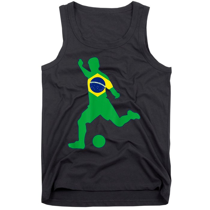 Brazil Flag Soccer Player Brasil Futbol Brazilian Football Tank Top